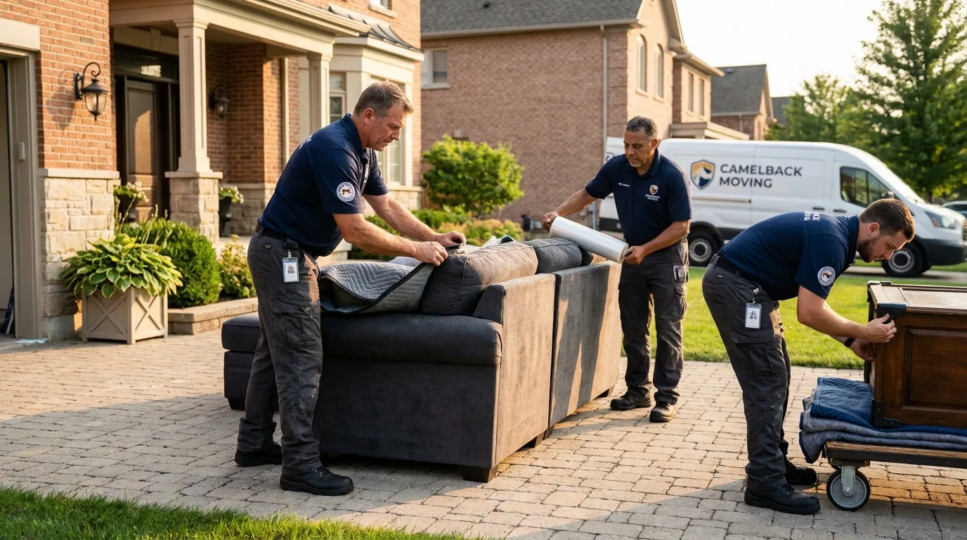 Large estate moving crew wrapping furniture in Chester, CA