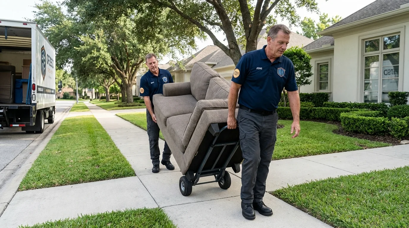Local residential moving crew loading furniture in Chester, CA